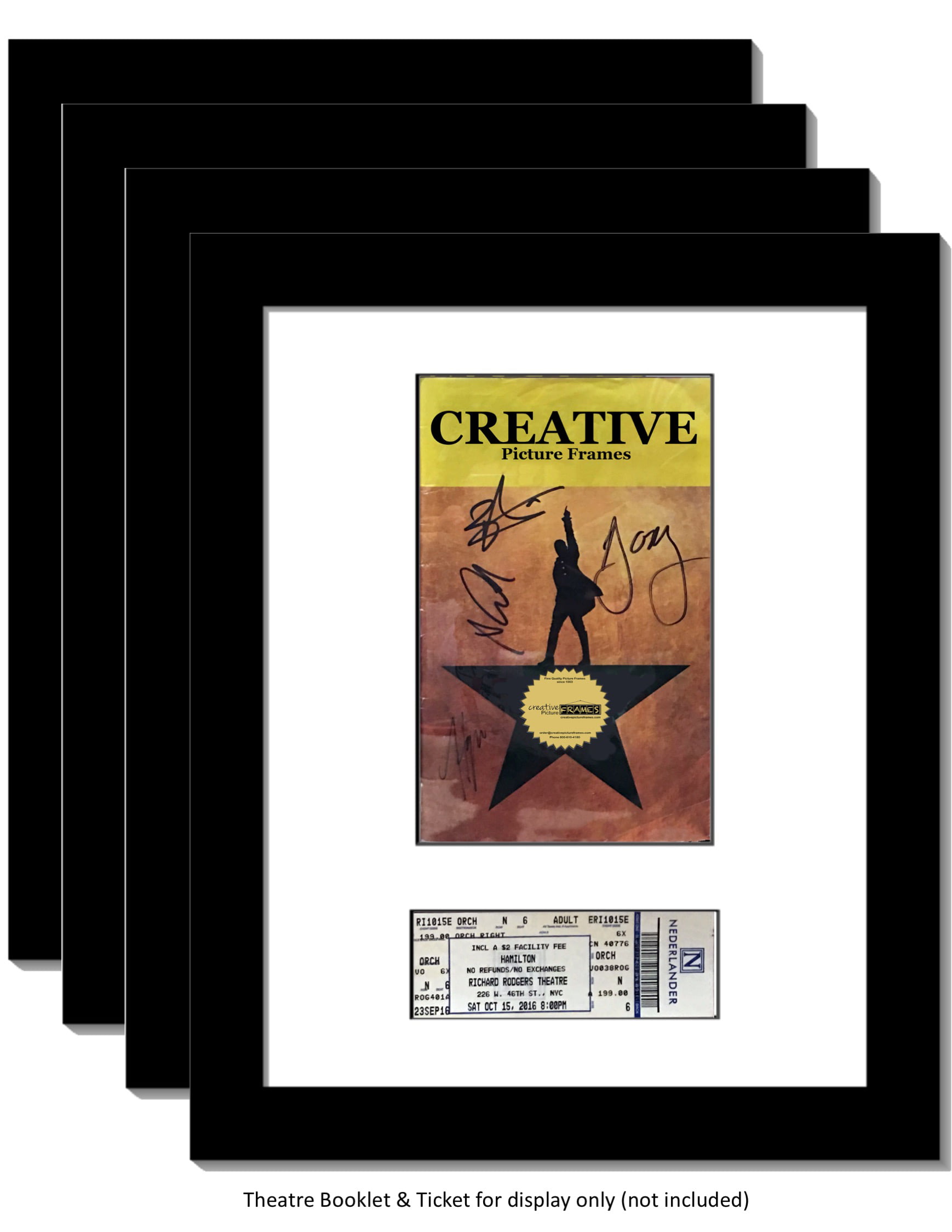 Theatre Bill Not Included CreativePF 11x14bk-b Holds 5.5x8.5-inch Media Plus Ticket Including Installed Wall Hanger Black Theatre Frame with Black Matting