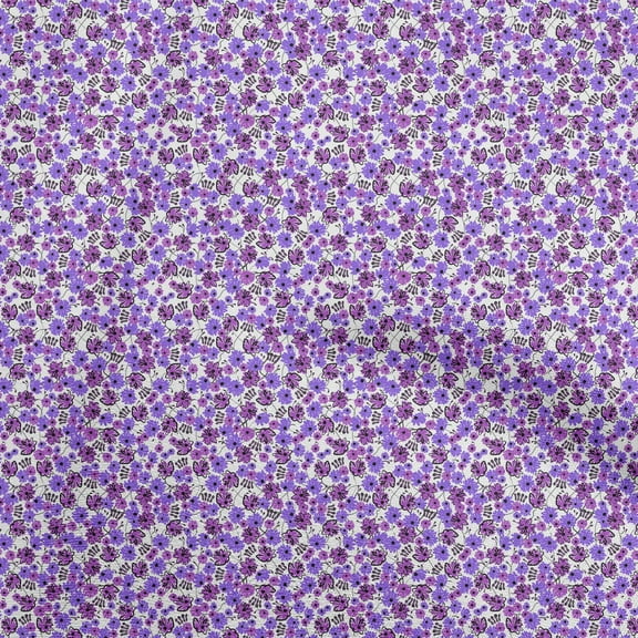 oneOone Polyester Spandex Purple Fabric Floral Abstract Sewing Material Print Fabric By The Yard 56 Inch Wide