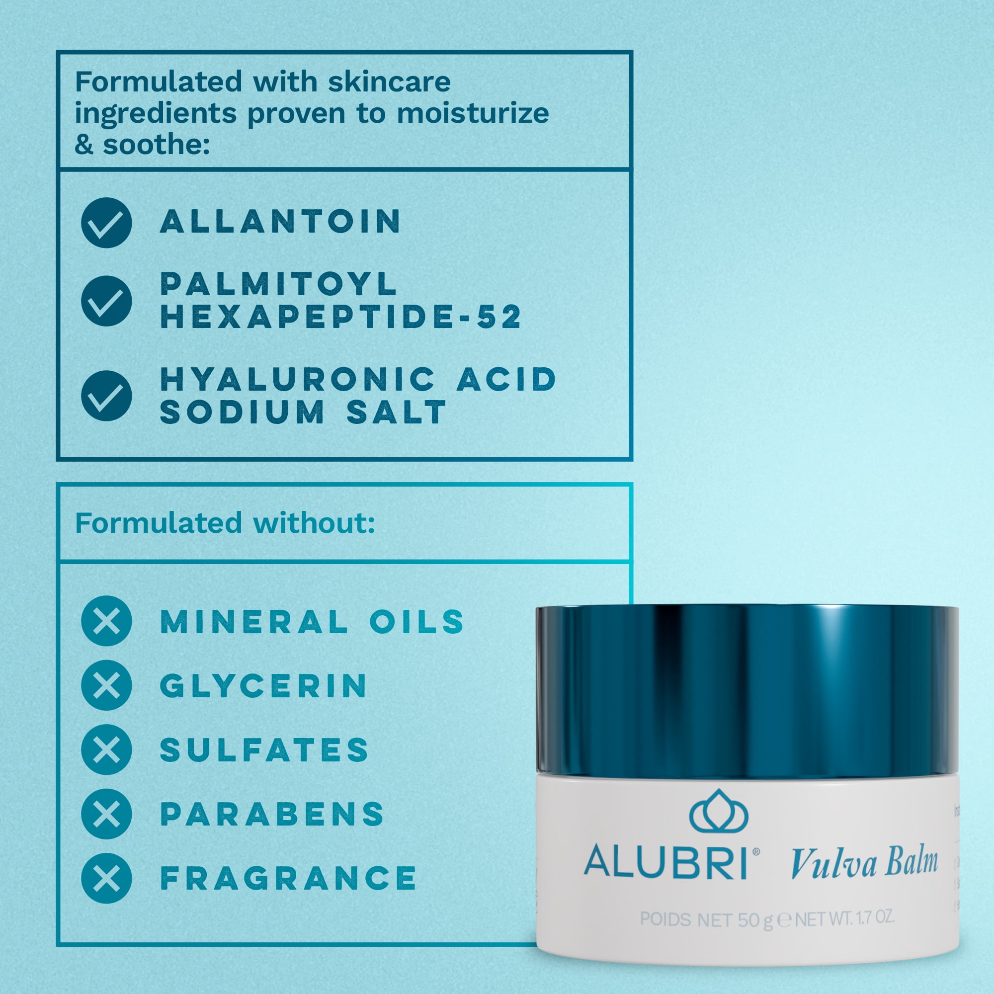 Alubri Vulva Balm for Sensitive Skin, 1.7 oz, Fragrance-Free, Hypoallergenic, Daily Moisturizer