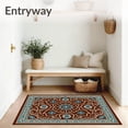 thumbnail image 3 of ODIKA 5'x7' Machine Washable Non-Slip Area Rug, Elegant Medallion Swirl Damask Vintage Trellis Motif High Traffic Rug, Brown, 590440, 3 of 7