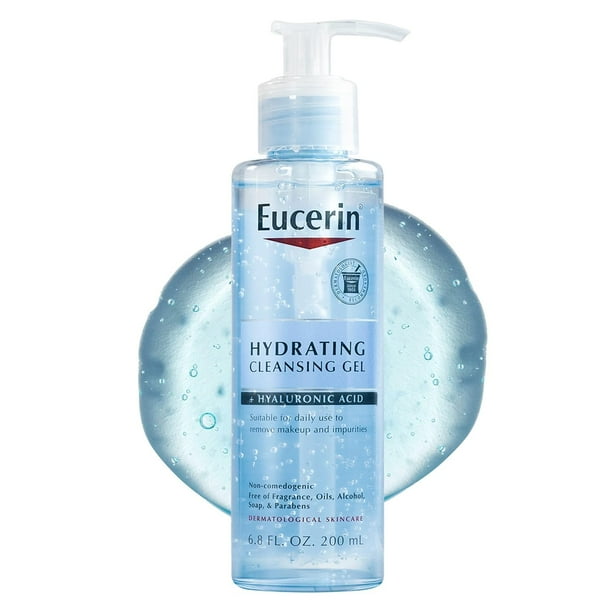 Gel limpiador Eucerin Hydrating con ácido hialurónico, botella de 200 ml