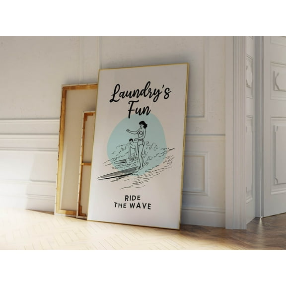MSFCON Laundry Room Sign Wall Decor Utility Room Print Ride the Wave Poster Fun Wall Hang Dry Clothes Laundry Wall Art Gift for Home