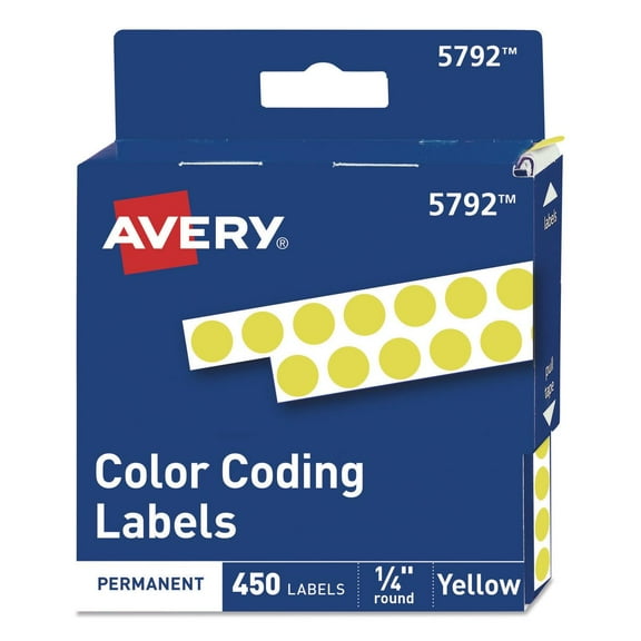 Avery Permanent Color Coding Labels, 1/4" Round, Pack of 450, Available in Multiple Colors
