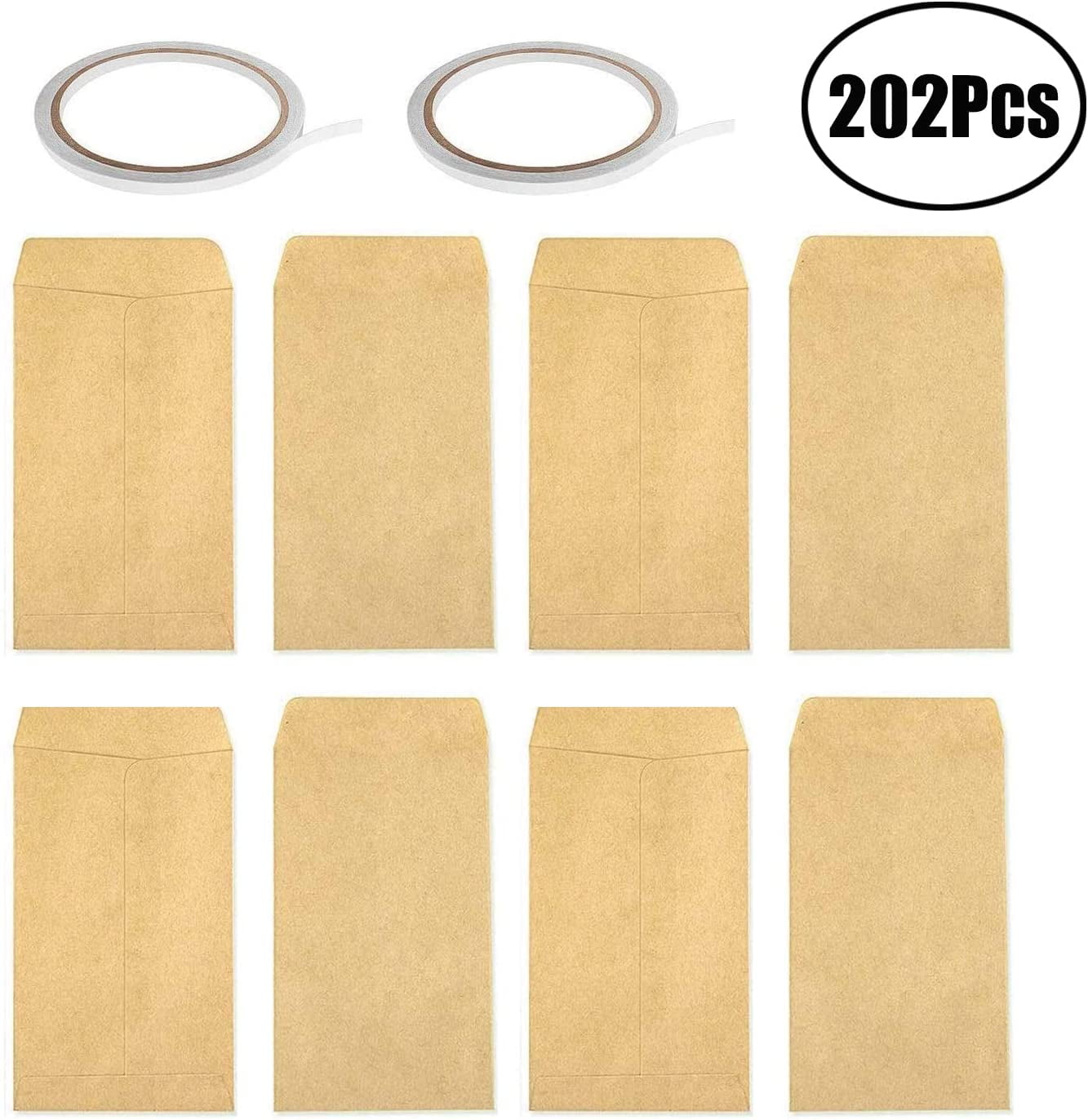 LuLyL 200 Pack Coin Envelopes Small Parts Envelopes 2.4'' x 3.9'' Brown