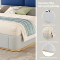 thumbnail image 5 of Harper & Bright Designs Queen Size Platform Bed with Upholstered Headboard, Queen Wooden Bedframe with Anti-Collision Soft Rounded Corners, Blue+Grey, 5 of 9