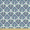 thumbnail image 2 of Boho Fabric by the Yard Upholstery, Illustration of Curved Triangles and Stripes Drawn by Hand, Decorative Fabric for DIY and Home Accents, Indigo Cobalt Blue by Ambesonne, 2 of 5