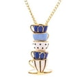 thumbnail image 2 of Women Fashion Hand Painted Enamel Teacup Pendant Necklace Long Chain Jewelry, 2 of 8