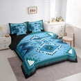 thumbnail image 4 of Homewish Tribal Aztec Adult Twin Bedding Sets 7-Piece, Blue Triangle Abstract Bedding Comforter Set, Western Hippie Bohemian Reversible Sheet Sets, Ultra Soft Bedroom Decor, 4 of 8
