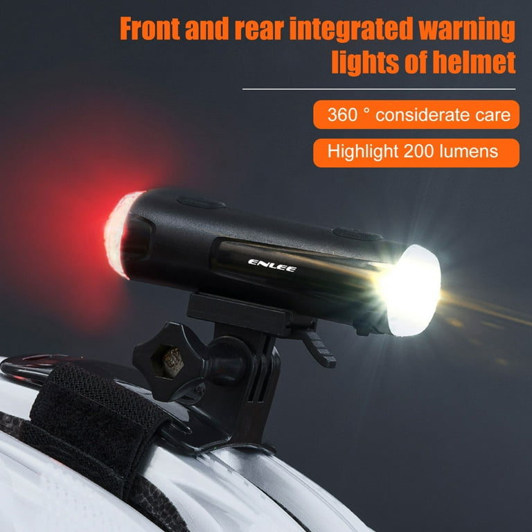 Bike Helmet Light USB Rechargeable 800mah Double Front and Rear Cycle Helmet LED Light 200 Lumen Bright Cycle Helmet Lights IP66 Waterproof Portable Helmet Torch Cycling for Riding Cyclists Roads Walm...