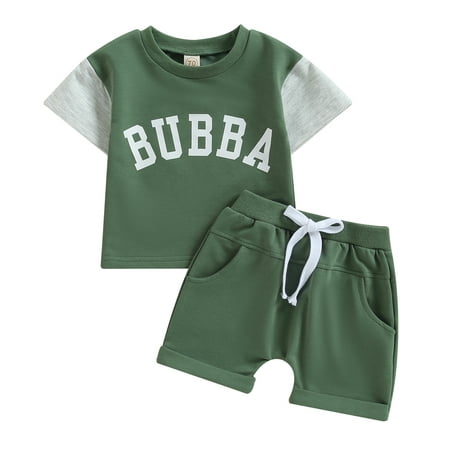 

Toddler Baby Boy Summer Clothes 3M 6M 12M 18M 24M 3Y Contrast Color Letter T Shirt Top with Pocket Shorts Cute Newborn Outfits