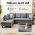 thumbnail image 3 of Aukfa 97" Classic Sectional Sofa 4 Seat L shape Couch with Oversized Left Chaise for Living Room, 2Pillows, Linen, Gray, 3 of 9
