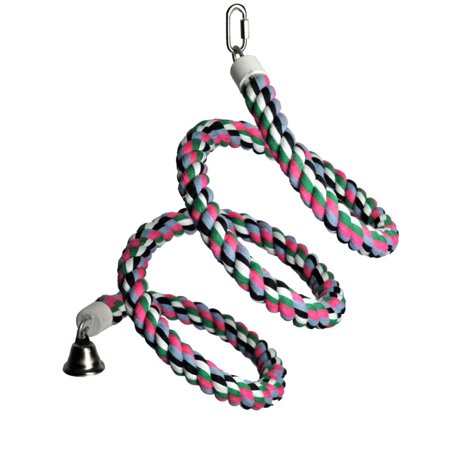 UPC: 0644472990126 | A E Cages Rainbow Cotton Rope Boing with Bell Bird Toy