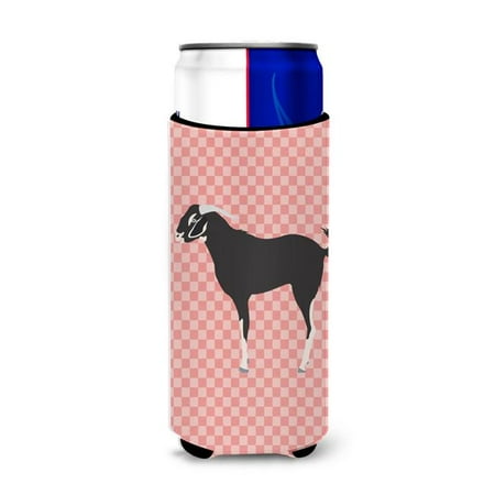 

Black Bengal Goat Pink Check Michelob Ultra Hugger for Slim Cans