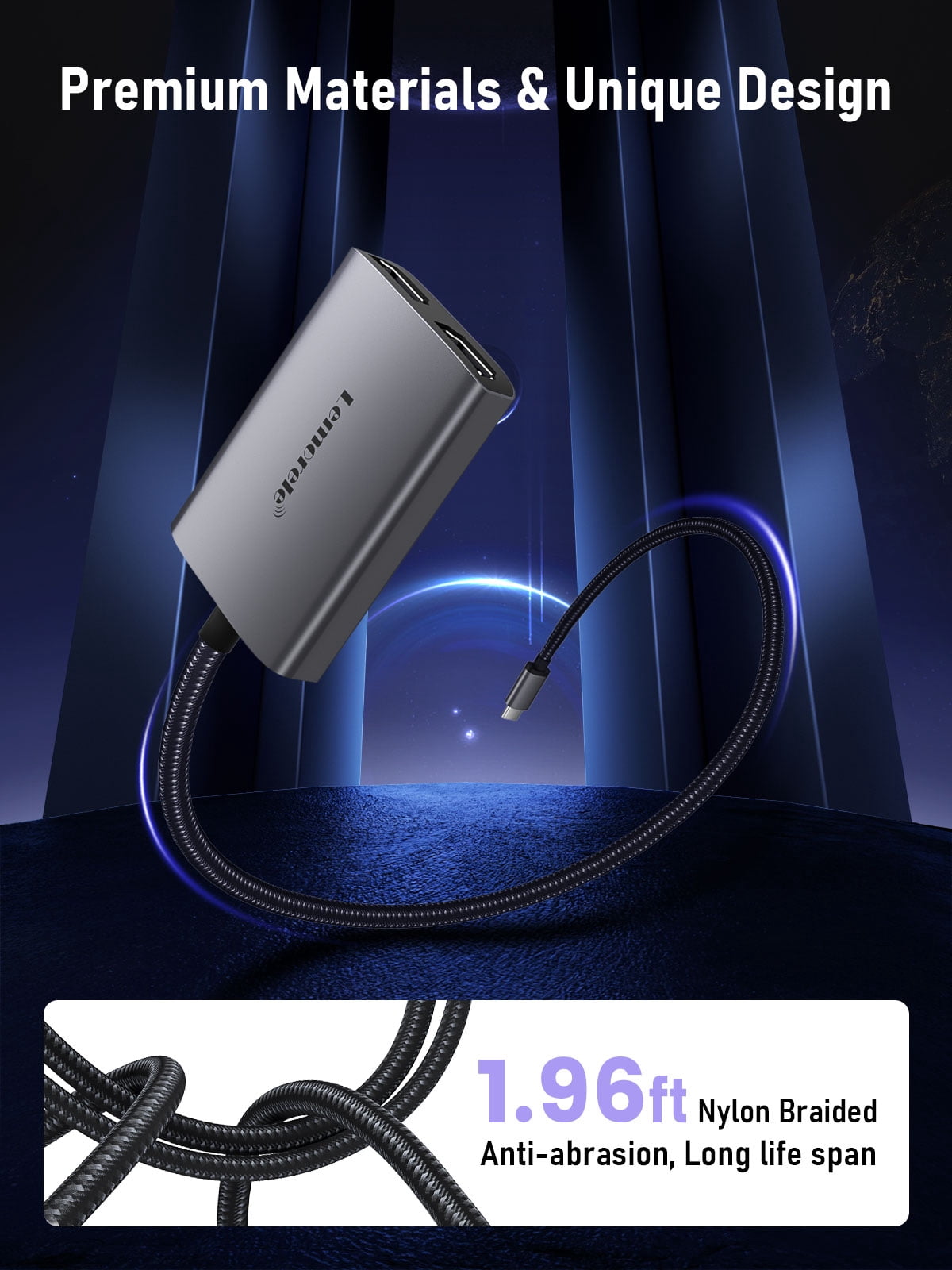 Lemorele USB C to Dual HDMI Adapter, Type C to 4K HDMI Display, Hub with 2 HDMI for Laptops HP/Dell/Lenovo/MacBook