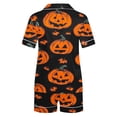 thumbnail image 4 of Tnhcen Women's Halloween Cute Floral Print Button-Up Shirt & Elastic Waist Shorts 2-Piece Sleepwear Set - Fit Pocket Details Soft & Cozy Pajamas Set (S-2XL), 4 of 8