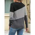 thumbnail image 2 of Women'S Color Block Tops Casual Long Sleeve Tunic Round Neck Pullover Shirts Black Grey XL, 2 of 6