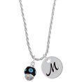 thumbnail image 1 of Delight Jewelry Silvertone Hot Blue Dots on Black Spinner Silvertone Script Initial Disc - M - Charm Necklace, 20"+3", 1 of 4