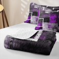 thumbnail image 4 of Erosebridal Textured Square Quilt King for Women Men, Abstract Block Print King Coverlet Set, Purple, 3pcs, 4 of 7