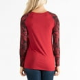 thumbnail image 4 of Womens S/M Red Floral Brushed Jersey Contrast Long Sleeve Top by Howard's, 4 of 4
