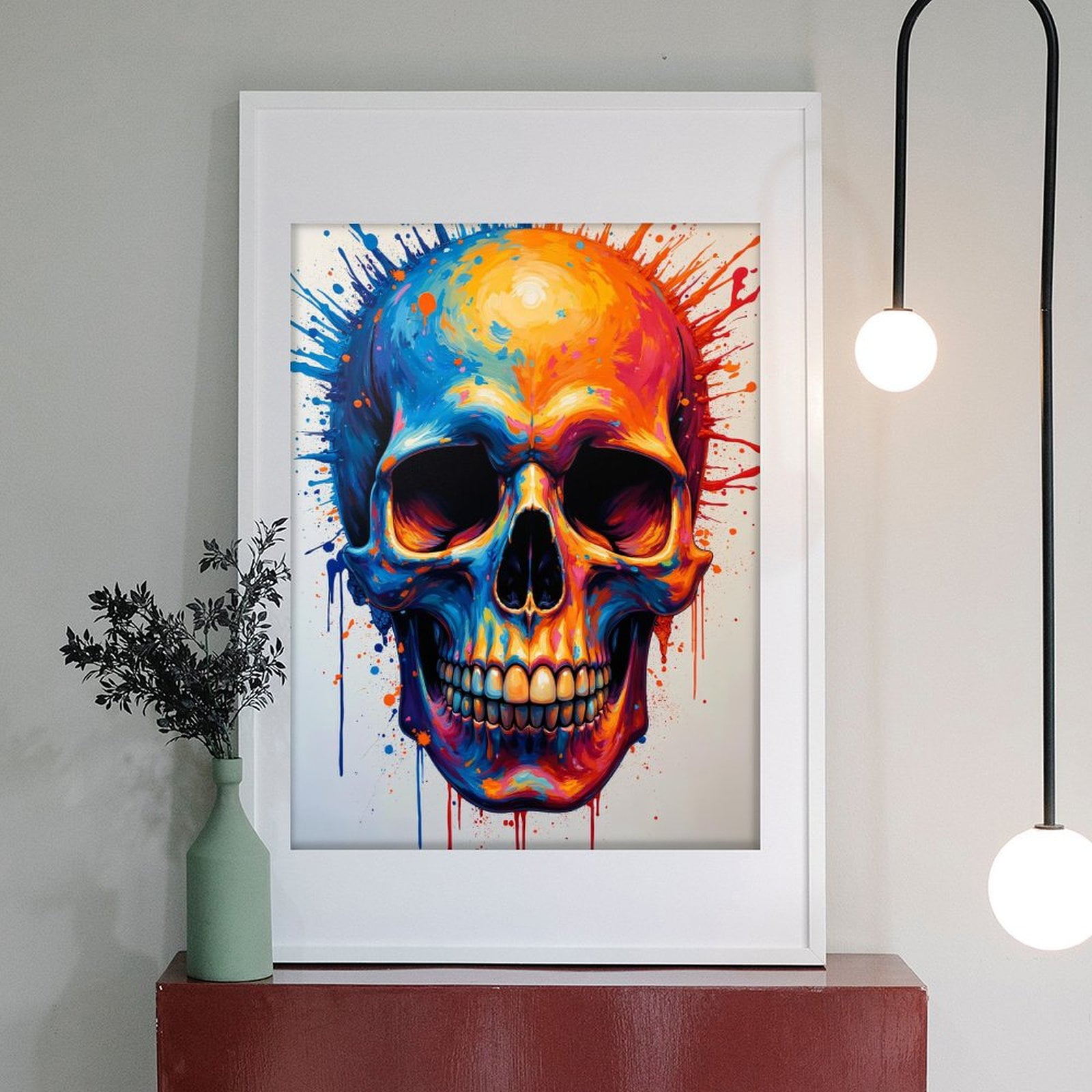 Diamond Art Kit for Adults, Colorful Skull Art Splatter Canvas Diamond Painting for Adults Beginners, 5D DIY Diamond Art Painting Kits, Colorful Diamond Painting Craft for Home Decor 12x16