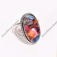 thumbnail image 3 of Orange and Pink Oyster Turquoise Stone 925 Sterling Silver Statement Ring Gift for Her, 3 of 5