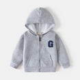 thumbnail image 2 of ZHOGXU Kids Boy Girl New Thin Hooded Jacket Letter Embroidery Long Sleeve Zip-Up Windproof Casual Lightweight Coat For Outdoor Activities,Grey,18-24 Months, 2 of 4
