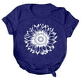thumbnail image 1 of Gibobby Blusa Casual de Mujer Mujeres Casual Girasol Impresión Mangas Cuello Redondo Camiseta Suelta Blusa Tops(Azul,CH), 1 of 4