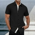 thumbnail image 5 of BOBOGOJP Button Down Shirt Men Cotton Regular Fit Short Sleeve Shirts,Black XXL, 5 of 5