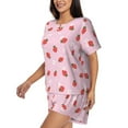 thumbnail image 2 of "Wukai Strawberry Floral Women's Pajama Set - Short-Sleeve Top and Shorts with Elastic Waistband and Pockets for Loungewear, Yoga, and Casual Wear-X-Large, 2 of 8