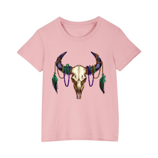 RXIRUCGD 2025 Vêtements d'Été pour Enfants T-shirt Imprimé Mode Mignon Col Rond Manches Courtes