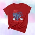 thumbnail image 5 of Penkiiy Happy Hanukkah Shirt Women Chrismukkah Shirt Cat Candle Shirt Love and Light T-Shirt Festival Short Sleeve Tops Red, 5 of 7