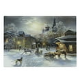 thumbnail image 1 of Country Cutting Board, Winter Landscape of a Western Town at Night in New World Rurals in Retro Style Art, Decorative Tempered Glass Cutting and Serving Board, Large Size, Multicolor, by Ambesonne, 1 of 1
