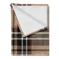 thumbnail image 2 of Checkered Soft Flannel Fleece Blanket, Classical Tartan in British Style Design Geometric Ornament Striped, Cozy Plush for Indoor and Outdoor Use, 70" x 90", Pale Brown Orange White, by Ambesonne, 2 of 5