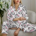 thumbnail image 6 of Yiaed Poodle Dog Print Pajamas Women's Long Sleeve Sleepwear Soft Button Down Loungewear Pjs Lounge Set Nightwear Womens Pajama Pants-Small, 6 of 7