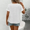 thumbnail image 4 of Womens Tops Casual Loose Fit Crew Neck Short Sleeve T Shirt Floral Lace Blouses,White,XL, 4 of 6