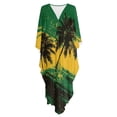 thumbnail image 4 of Xoenoiee Jamaica Flag Palm Tree Print Kaftan Dresses for Women V-Neck Swimsuit Cover Up Plus Size Beach Maxi Dress Boho Caftan Loungewear Lightweight Mumu Dresses, 4 of 7