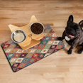 thumbnail image 3 of Boho Retro Floral Pet Feeding Mat-Abstract Art Pattern Absorbent Pet Placemat for Food and Water Bowl, with Waterproof Rubber Backing, Quick Dry Water Dispenser Mat for Dog and Cat (12"x20"), 3 of 7