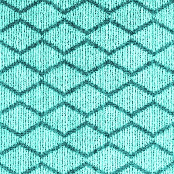 Ahgly Company Machine Washable Indoor Square Trellis Turquoise Blue Modern Area Rugs, 4' Square