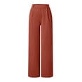 thumbnail image 4 of Women's Solid Color High Waist Straight Leg Dress Pants, Stretchy Work Slacks with Side Pockets, Comfortable Business Casual Trousers for Office Daily Wear Brick Red XL, 4 of 8