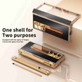 thumbnail image 4 of Dteck for Samsung Galaxy Z Fold 6 2024 Case with Built in Screen Protector, Aluminum Alloy Kickstand Case with Pen, Removable Hinge Protection Holder Full Body Protective Cover,Black + Dark Gold, 4 of 7