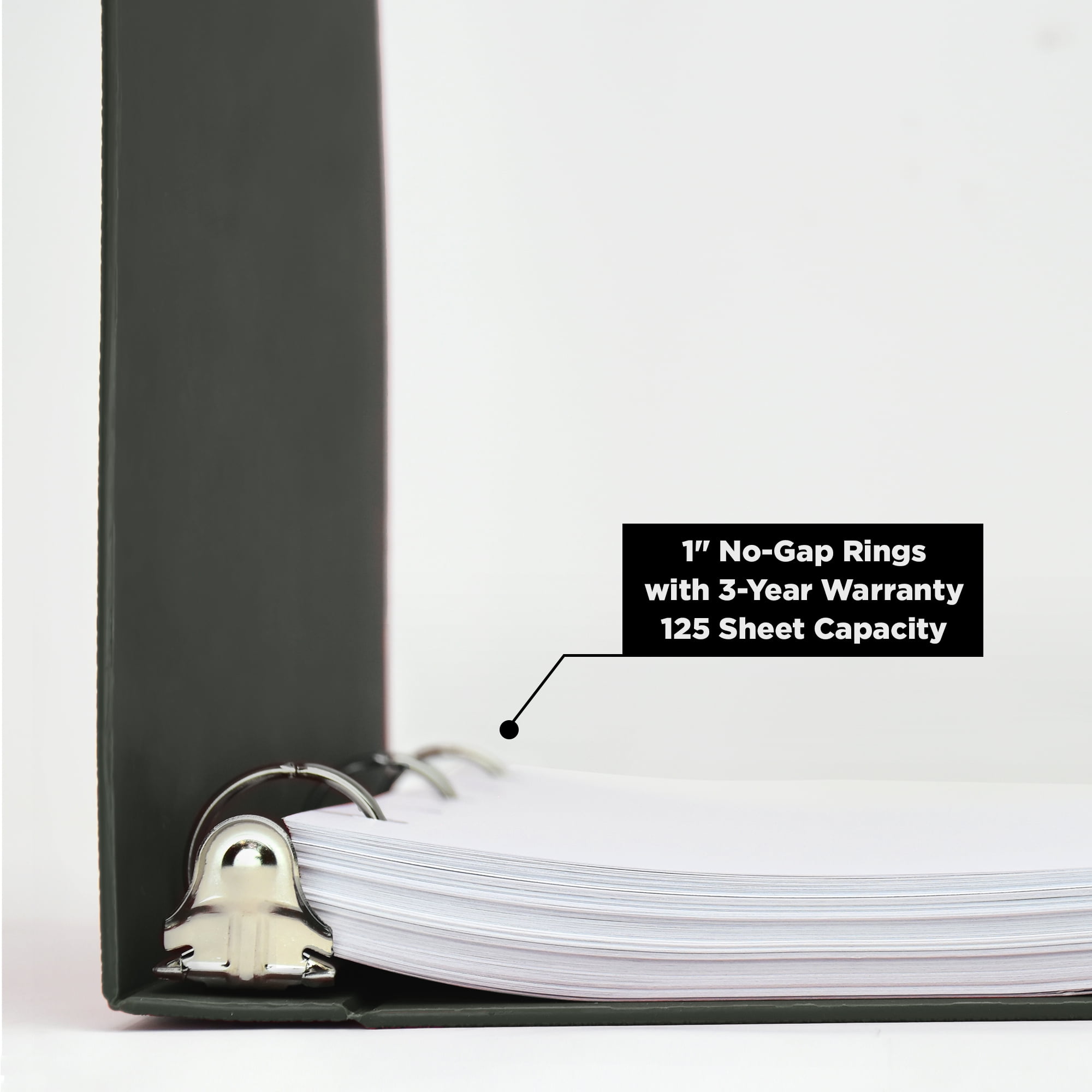 Carstens 1-Inch Heavy Duty 3-Ring Binder -Top Opening, Charcoal Gray