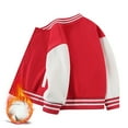thumbnail image 2 of Generic Kids Jackets Boys Girls Coat Spring Autumn Winter New Children Plus Baseball Clothes Baby Cardigan Small Medium Thick Top Casual Lightweight Plain Button School Coat(7-8 Years,Red), 2 of 4