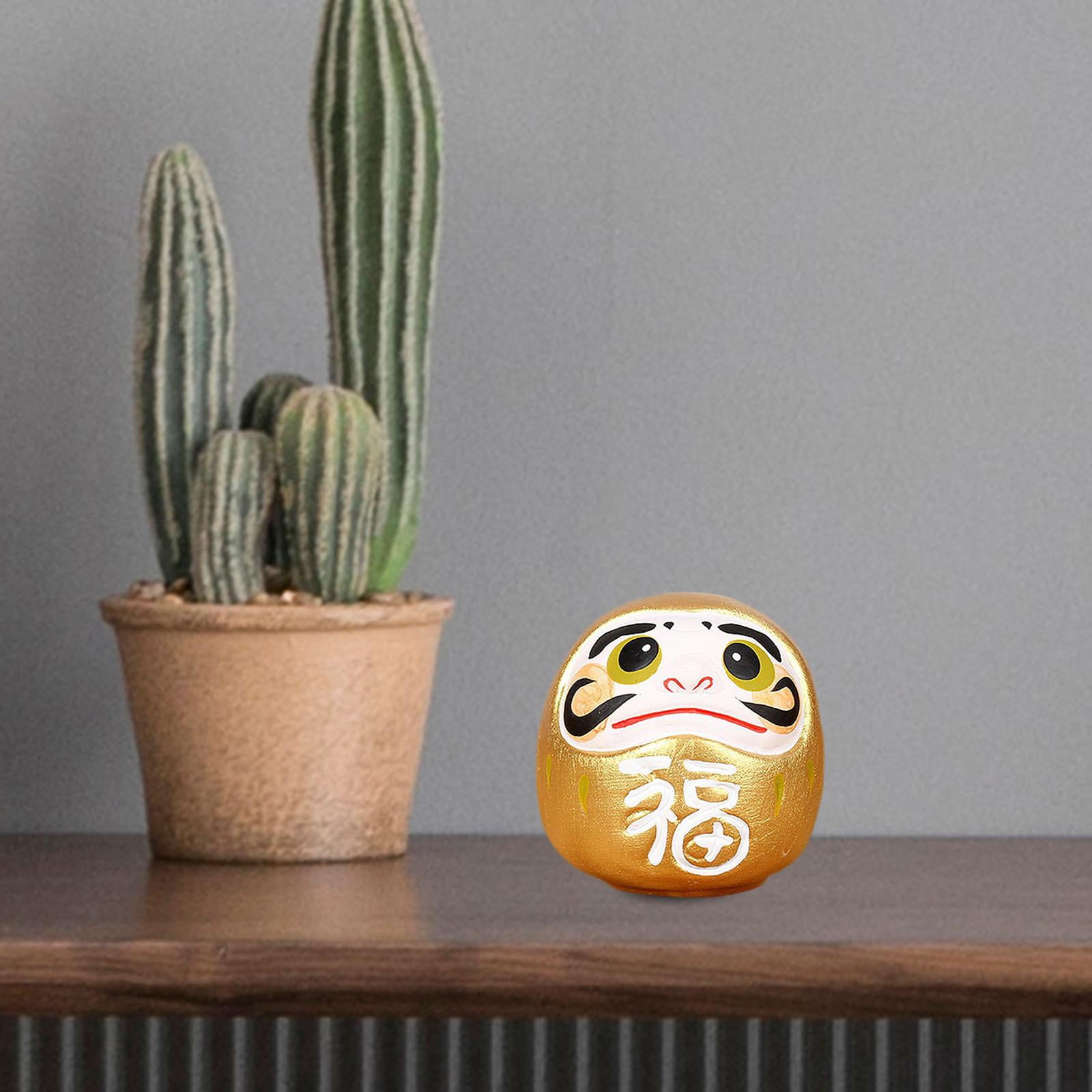 PRETYZOOM Figurine Darumma Japonaise en CéRamique 2.36In DéCoration De Table Japonaise Ornement Chance pour Bureau Voiture avec Tapis