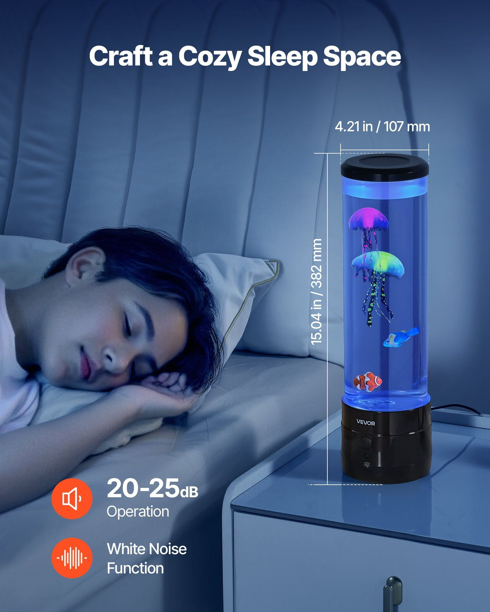 Water Bubble Fish Lamp with 16 LED Colors & Remote – Sensory Night Light for Bedrooms