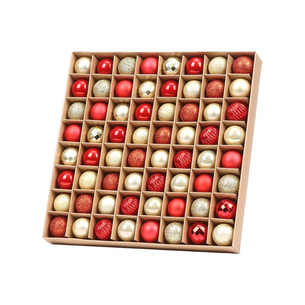 Adornos de Bolas de Navidad BLESIY 64 piezas decoraciones para árboles de Navidad rojo y dorado