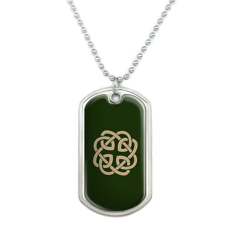 Celtic Knot Love Eternity Military Dog Tag Pendant Necklace with Chain