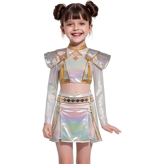 Golikin 2026 New Girls Pop Singer Cos Outfit Set for Party Theme Dress Up Birthday Gifts Pop Singer Pendant Dance Stage Outfits Set(130)