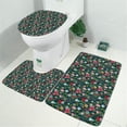 thumbnail image 2 of Dark Green Christmas Ornament Pattern Bathroom Rugs Sets 3 Piece,Toilet Cover Set,Absorbent Non Slip Bathroom Mats Sets with U-Shaped Contour Rug Toilet Rug Set, 2 of 5