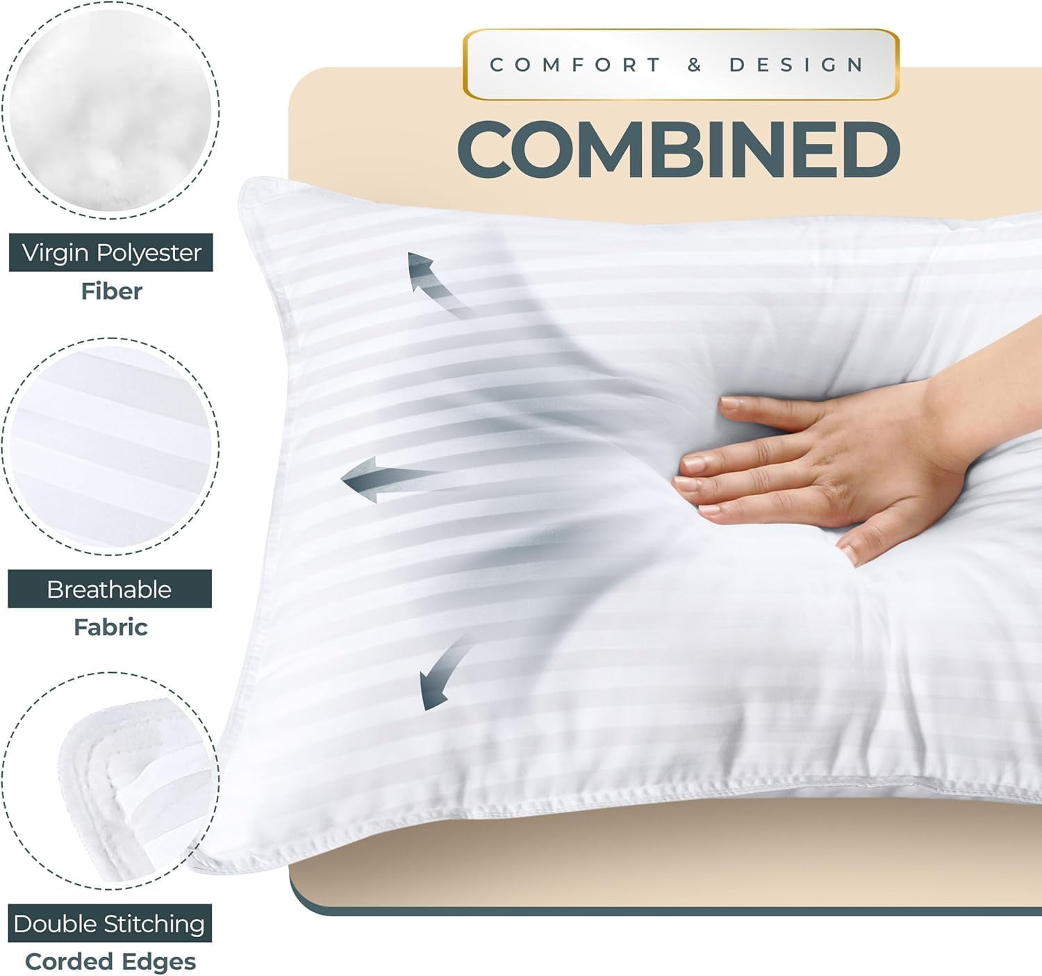 Utopia Bedding Bed Pillows for Sleeping Standard/Queen Size (White), Set of 4, Cooling Hotel Quality, for Back, Stomach or Side Sleepers