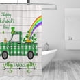 thumbnail image 3 of St.Patricks Day Shower Curtain, Green Buffalo Check Plaid Rustic Truck on Farmhouse Wooden Bathroom Curtain,Polyester Fabric Lucky Clover Leaves with Gold Coins Shamrock Bathroom Decor 72X72 IN, 3 of 7